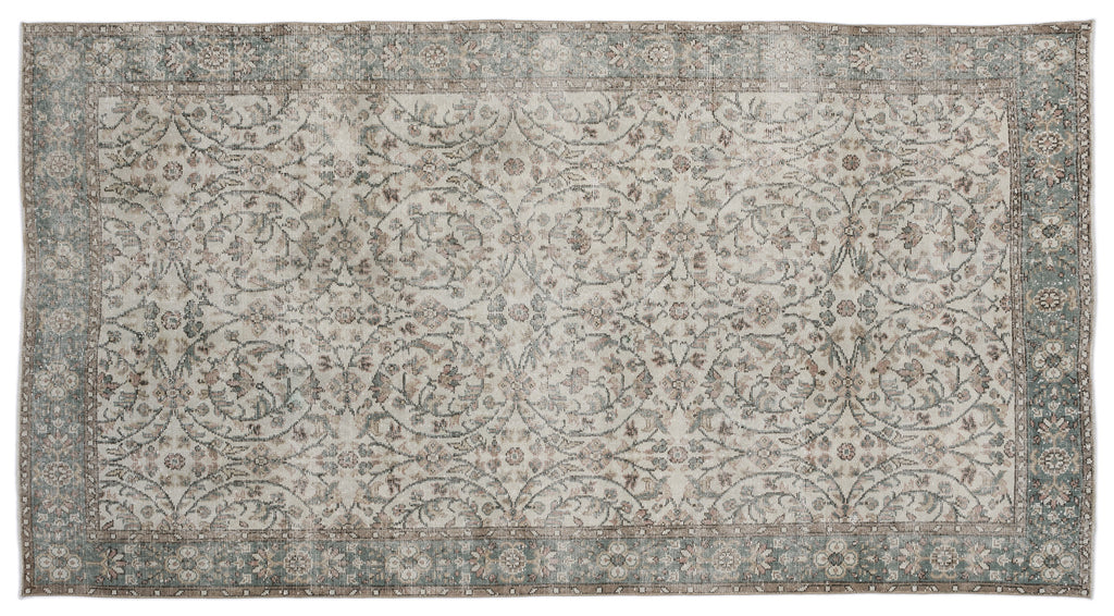 Beige Over Dyed Vintage Rug 5'6'' x 9'10'' ft 167 x 300 cm