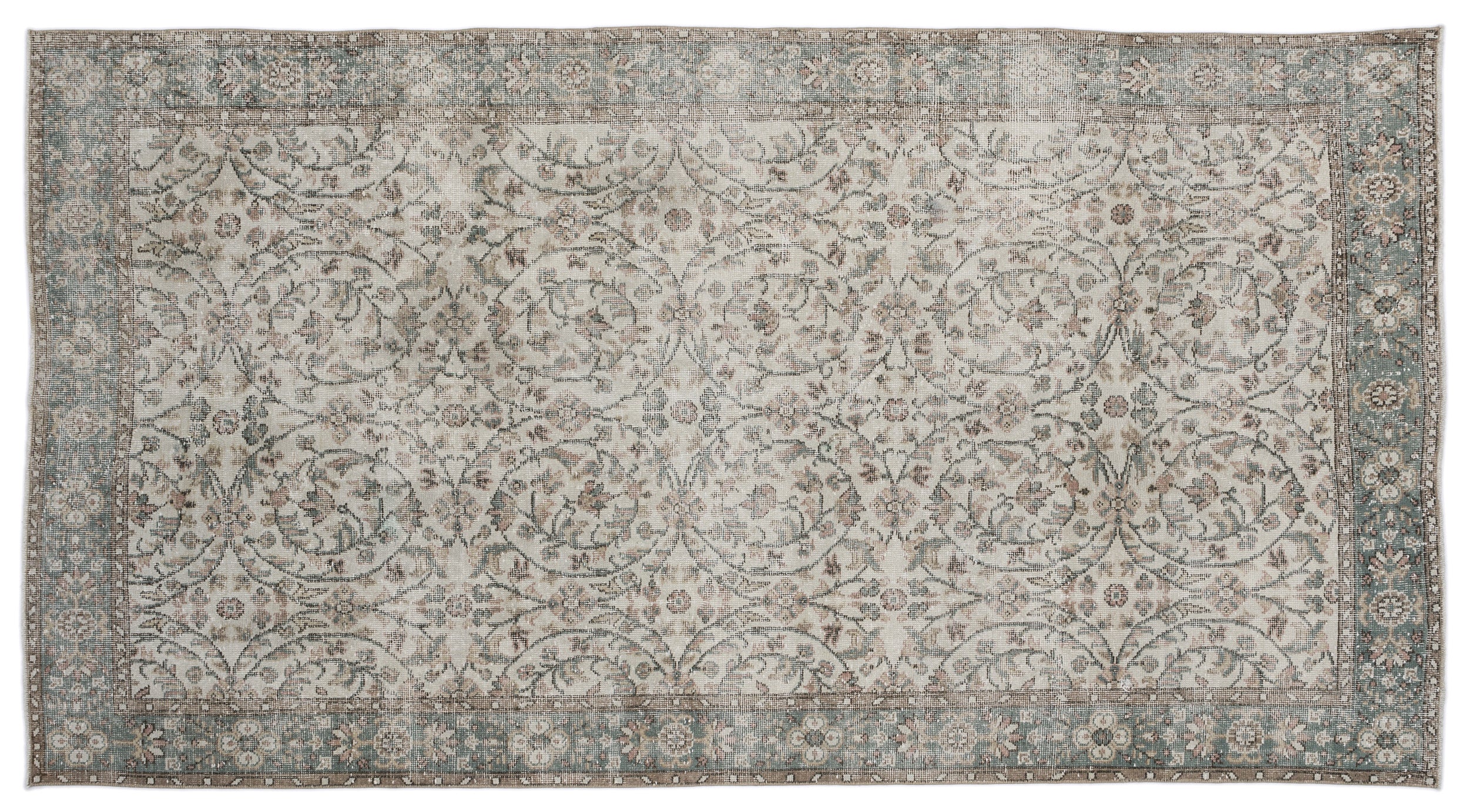 Beige Over Dyed Vintage Rug 5'6'' x 9'10'' ft 167 x 300 cm