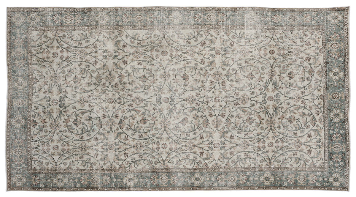 Beige Over Dyed Vintage Rug 5&#39;6&#39;&#39; x 9&#39;10&#39;&#39; ft 167 x 300 cm