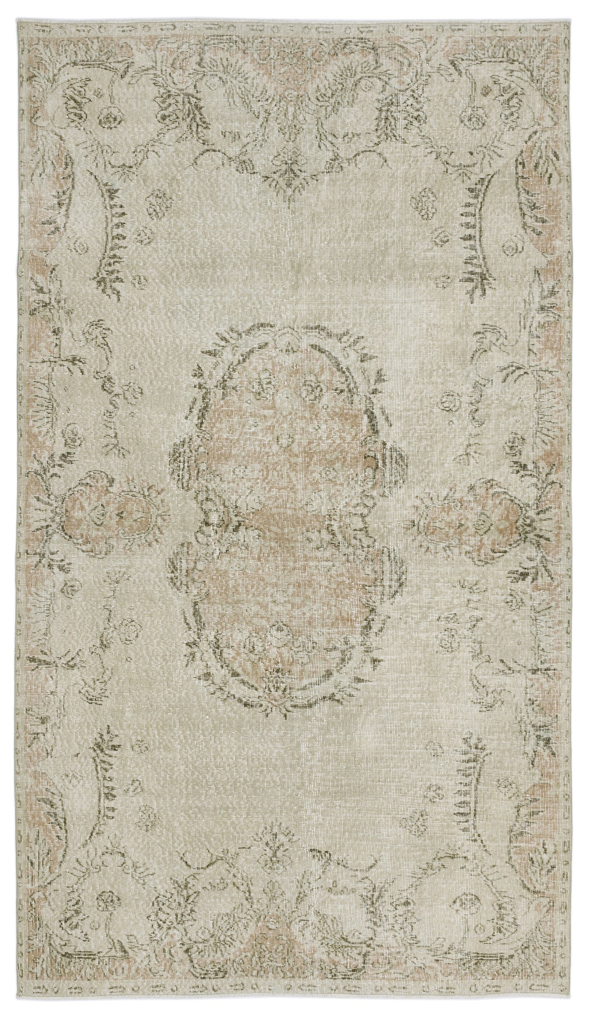 Beige Over Dyed Vintage Rug 5&#39;6&#39;&#39; x 9&#39;9&#39;&#39; ft 167 x 296 cm