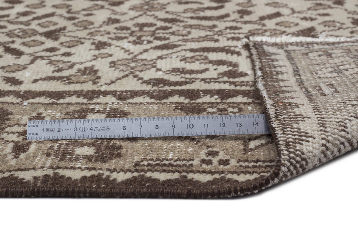 Beige Over Dyed Vintage Rug 3&#39;9&#39;&#39; x 6&#39;11&#39;&#39; ft 115 x 212 cm