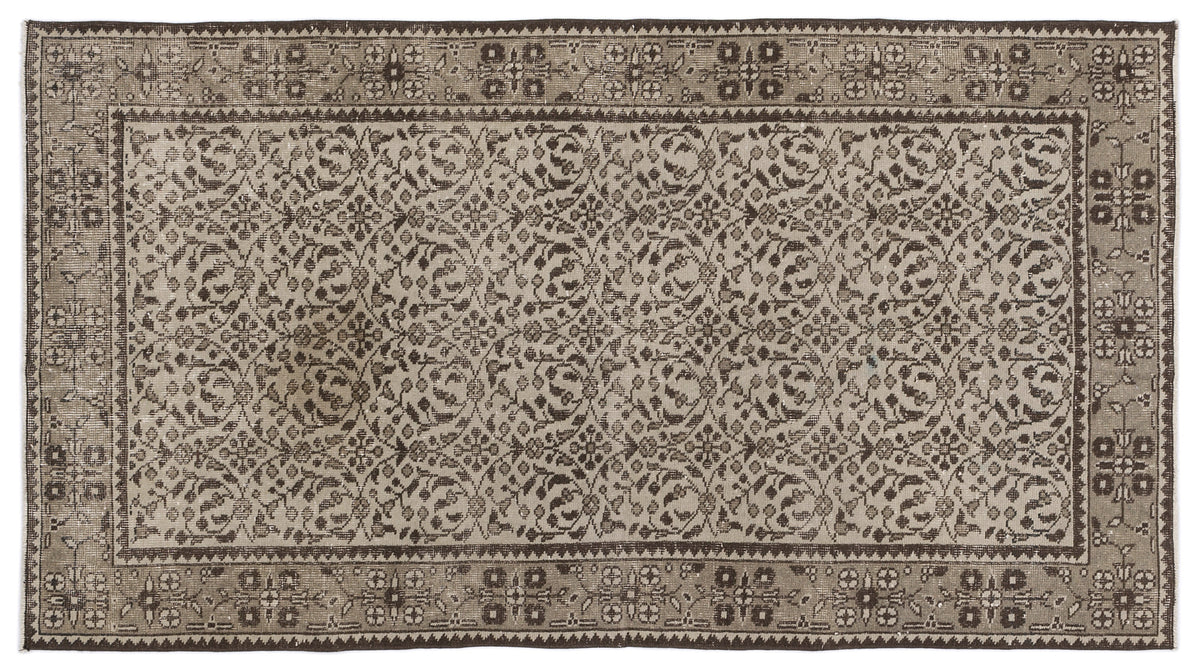 Beige Over Dyed Vintage Rug 3&#39;9&#39;&#39; x 6&#39;11&#39;&#39; ft 115 x 212 cm