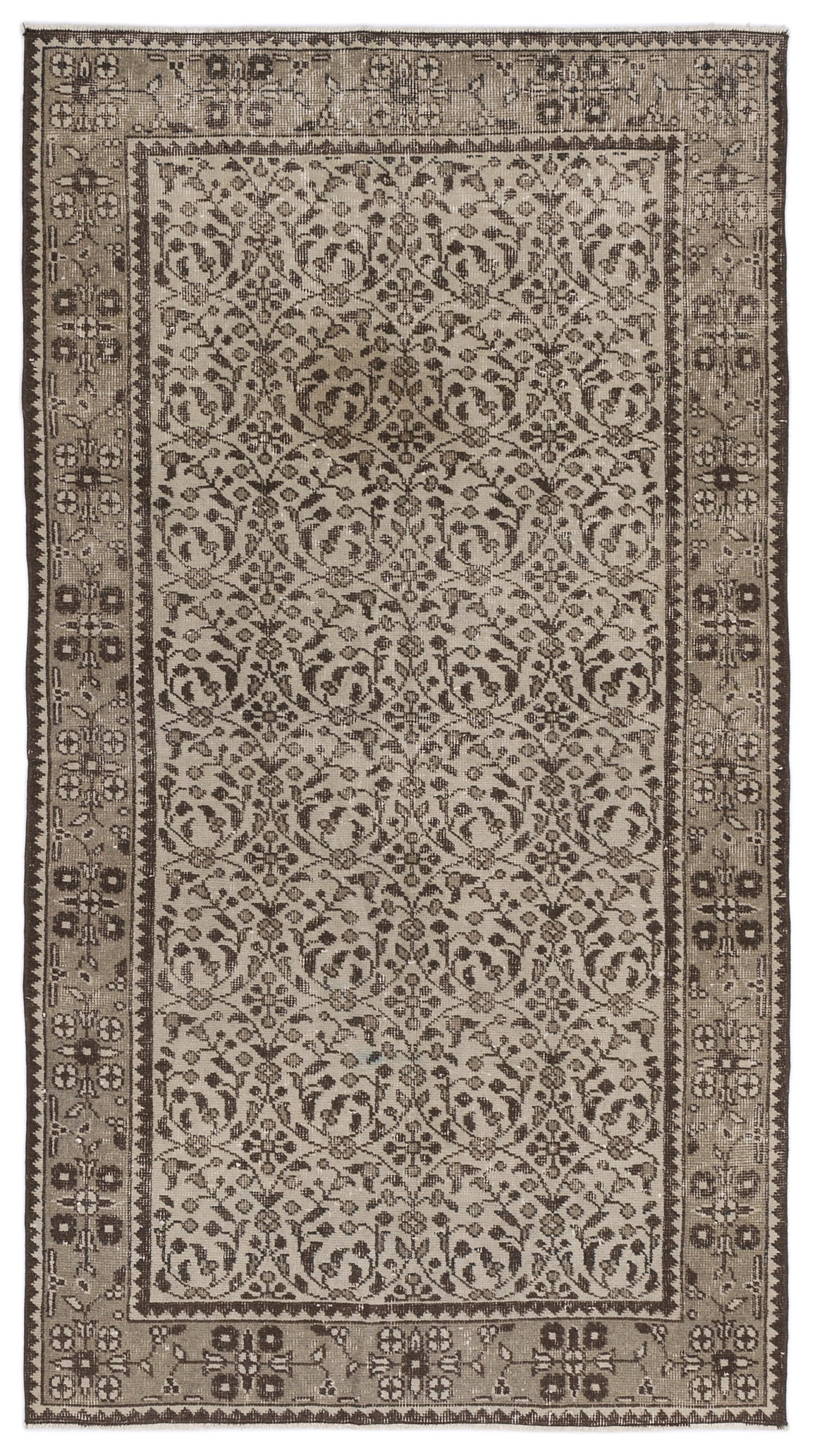 Beige Over Dyed Vintage Rug 3'9'' x 6'11'' ft 115 x 212 cm