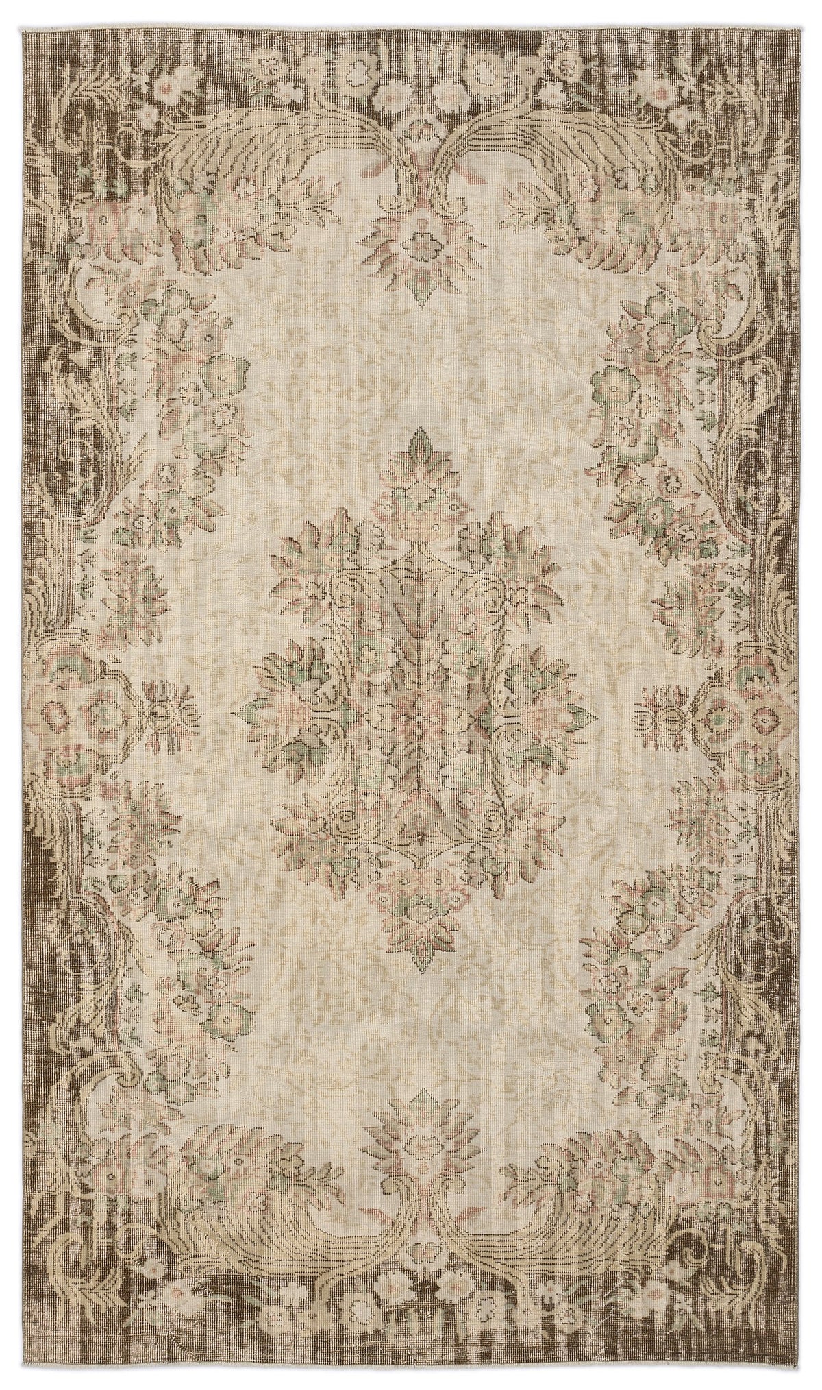 Beige Over Dyed Vintage Rug 5&#39;6&#39;&#39; x 9&#39;6&#39;&#39; ft 168 x 290 cm