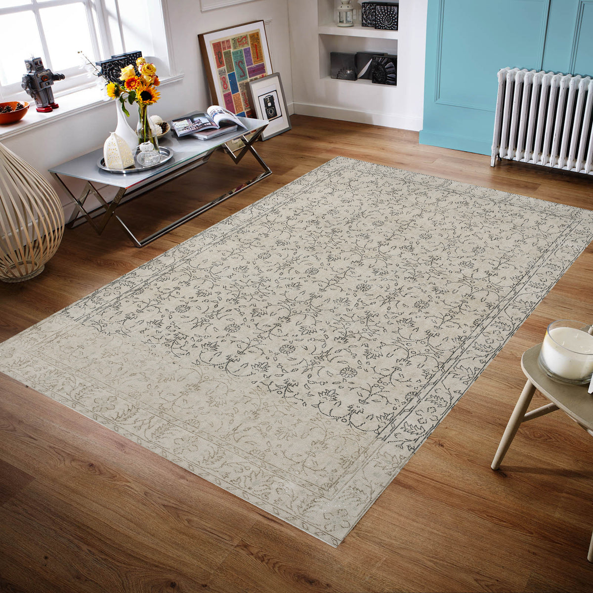 Beige Over Dyed Rug I Traditional Design Rug | Turkish Rug | Hand Weaving Rug  | Bedroom Rug | Wool Rug | Vintage Rug | Tumbled Rug  | Naturel Rug | Boho Rug I 6&#39;3&#39;&#39; x 9&#39;7&#39;&#39; ft 190 x 293 cm