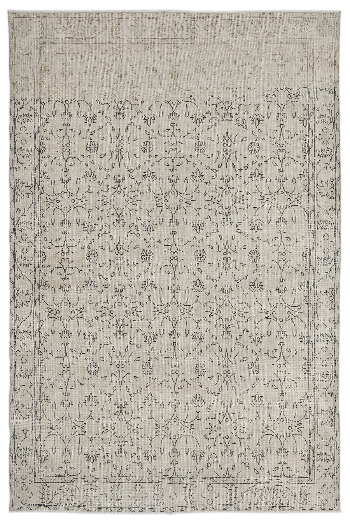 Beige Over Dyed Vintage Rug 6&#39;3&#39;&#39; x 9&#39;7&#39;&#39; ft 190 x 293 cm
