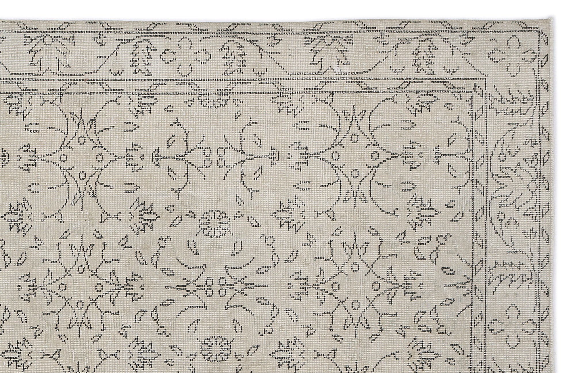 Beige Over Dyed Vintage Rug 6'3'' x 9'7'' ft 190 x 293 cm