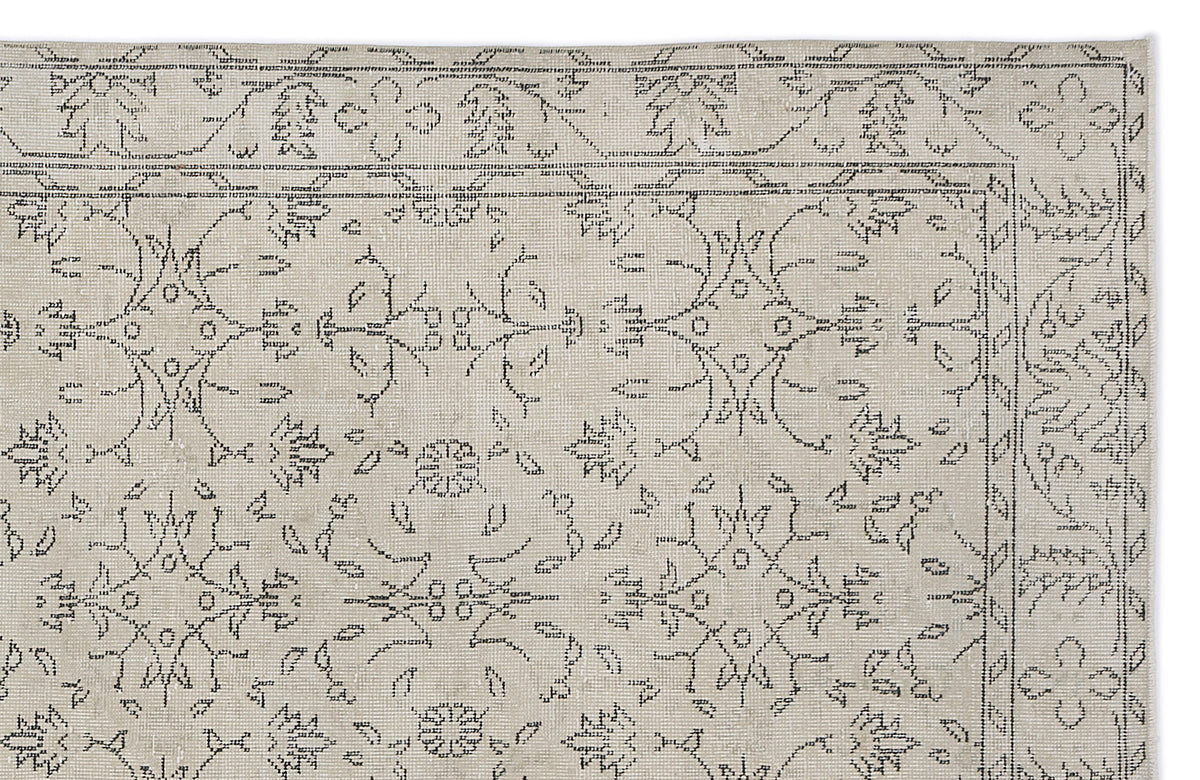 Beige Over Dyed Vintage Rug 6&#39;3&#39;&#39; x 9&#39;7&#39;&#39; ft 190 x 293 cm