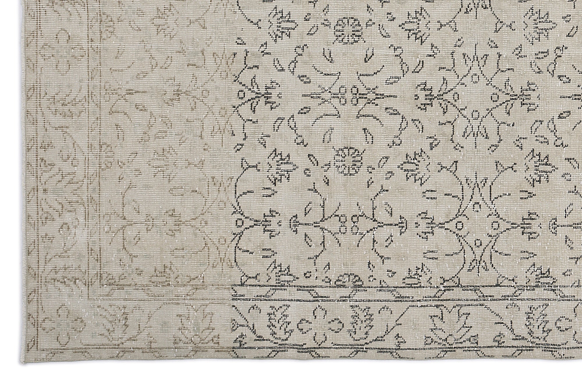 Beige Over Dyed Vintage Rug 6'3'' x 9'7'' ft 190 x 293 cm
