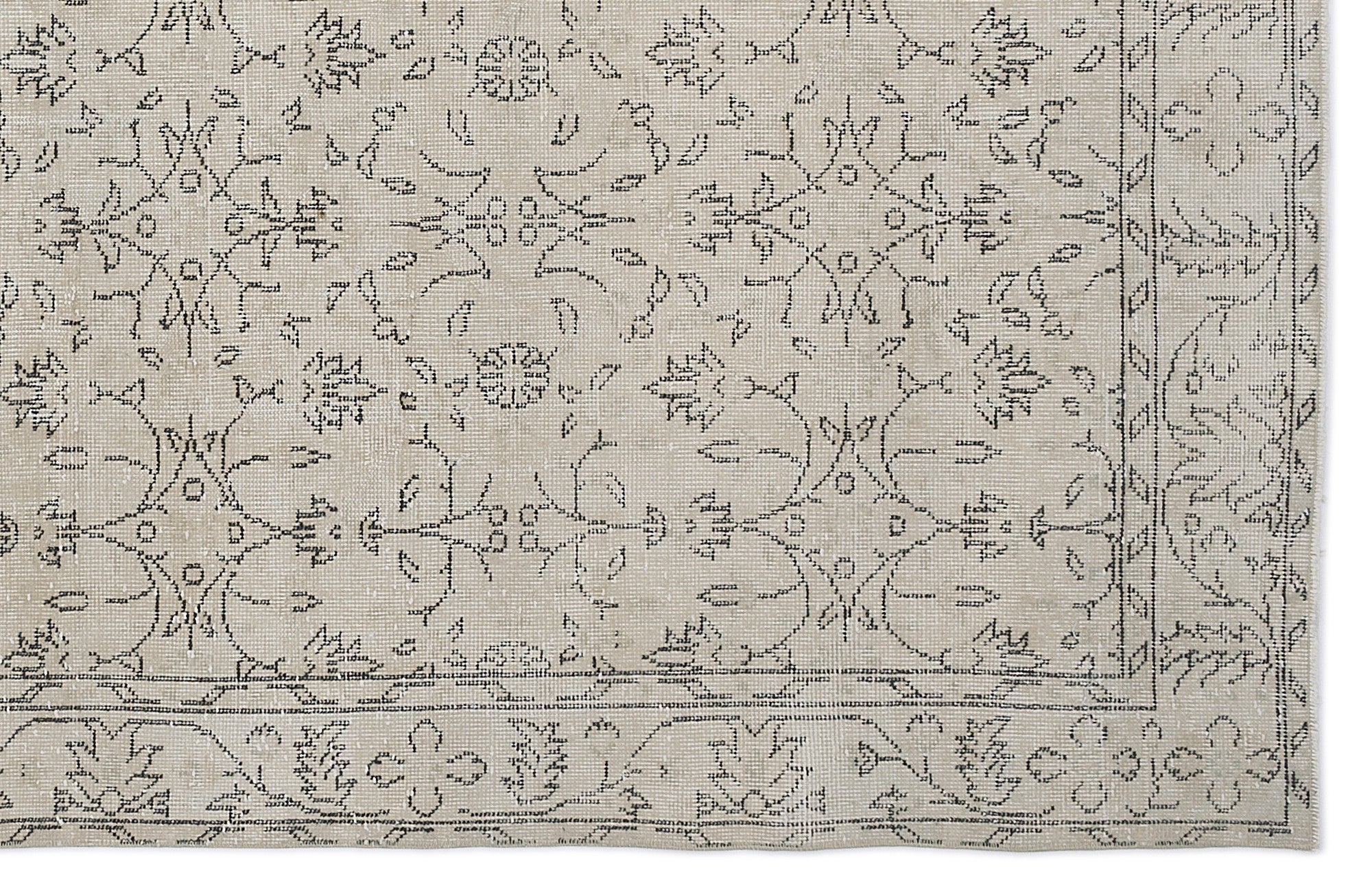 Beige Over Dyed Vintage Rug 6'3'' x 9'7'' ft 190 x 293 cm