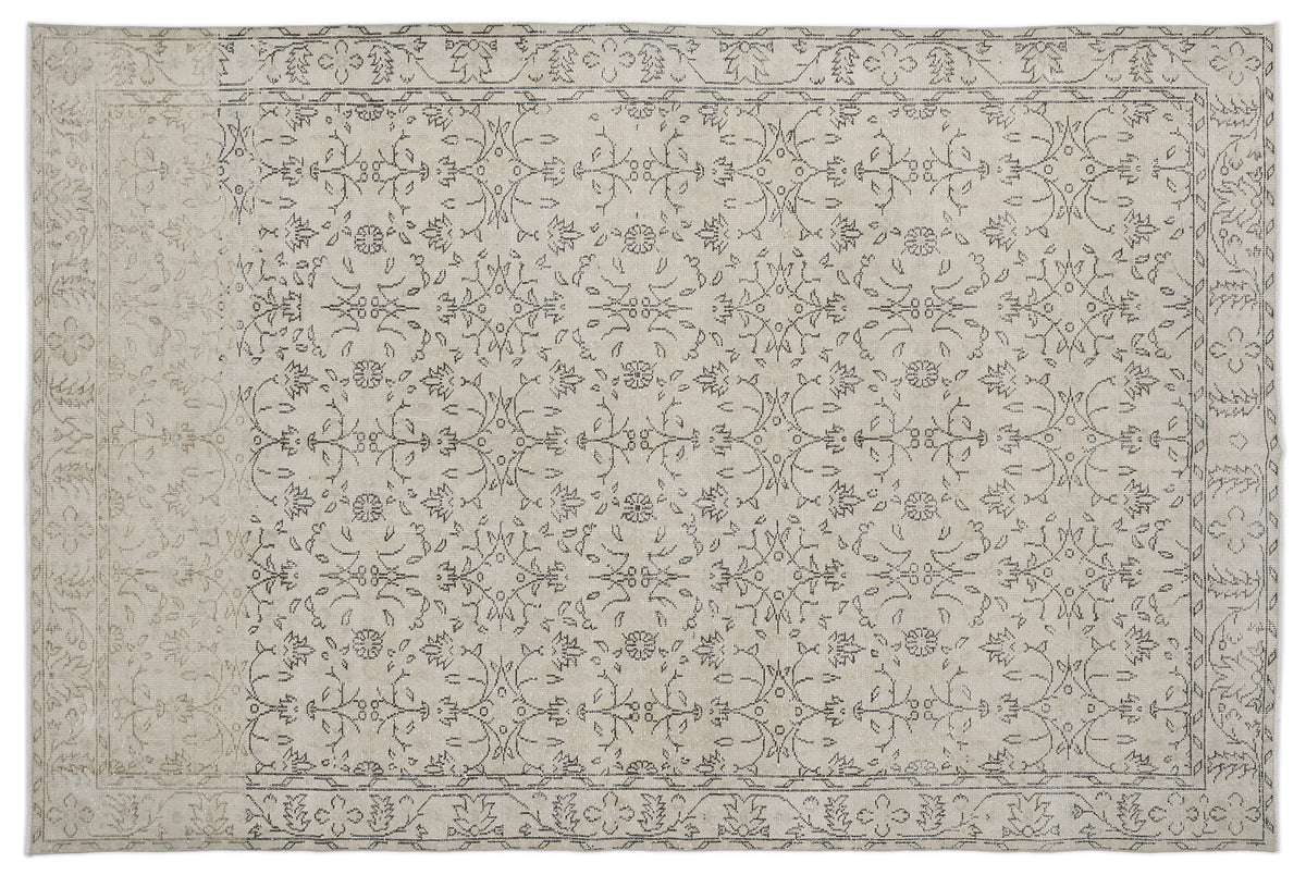 Beige Over Dyed Vintage Rug 6&#39;3&#39;&#39; x 9&#39;7&#39;&#39; ft 190 x 293 cm