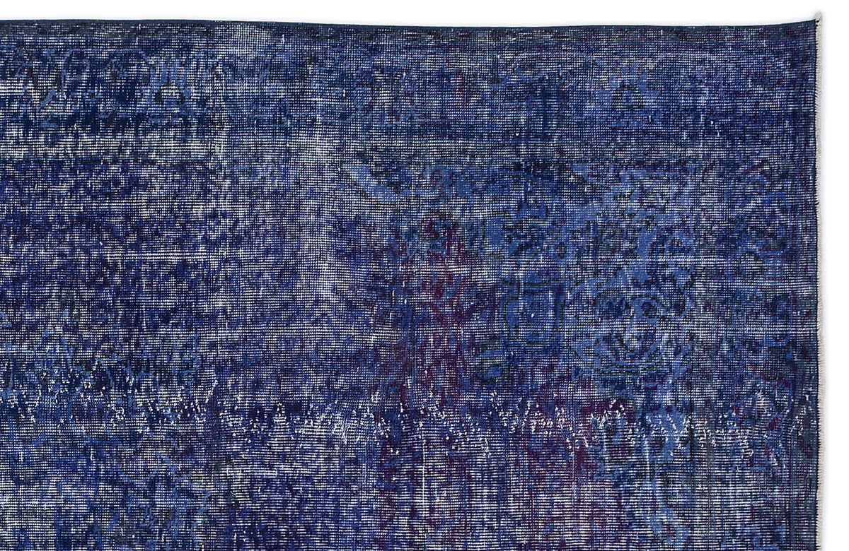 Blue Over Dyed Vintage Rug 6&#39;4&#39;&#39; x 9&#39;10&#39;&#39; ft 193 x 300 cm