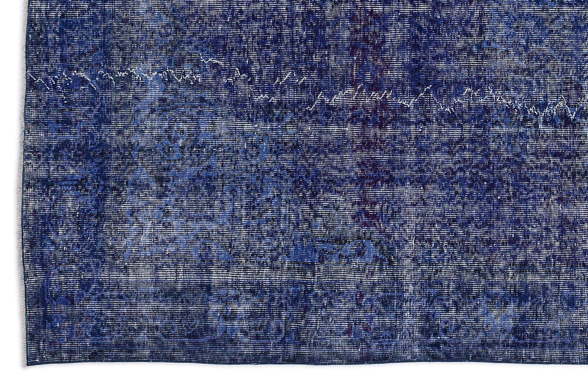Blue Over Dyed Vintage Rug 6&#39;4&#39;&#39; x 9&#39;10&#39;&#39; ft 193 x 300 cm