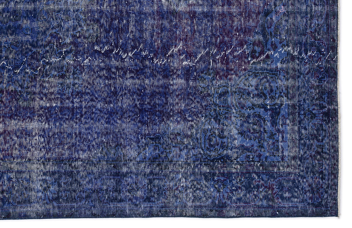 Blue Over Dyed Vintage Rug 6&#39;4&#39;&#39; x 9&#39;10&#39;&#39; ft 193 x 300 cm