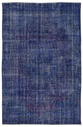 Blue Over Dyed Vintage Rug 6'4'' x 9'10'' ft 193 x 300 cm