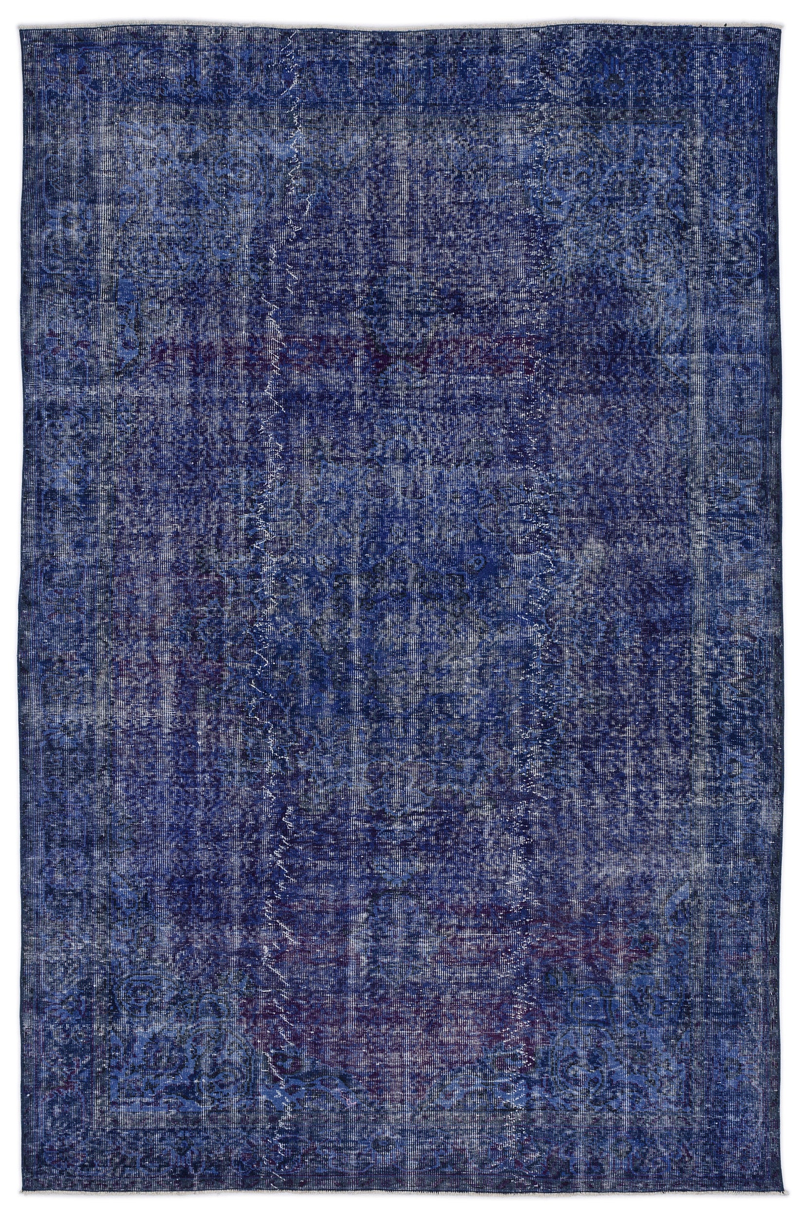 Blue Over Dyed Vintage Rug 6'4'' x 9'10'' ft 193 x 300 cm