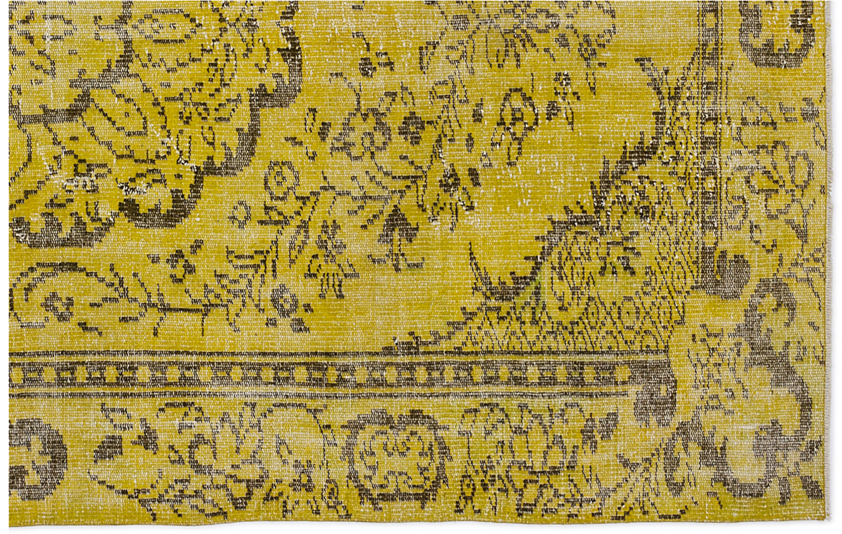Traditional Design Yellow Over Dyed Vintage Rug 5&#39;5&#39;&#39; x 9&#39;1&#39;&#39; ft 164 x 276 cm