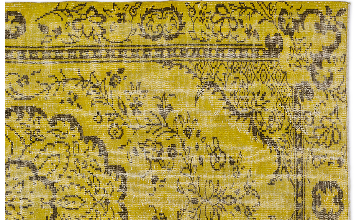 Traditional Design Yellow Over Dyed Vintage Rug 5&#39;5&#39;&#39; x 9&#39;1&#39;&#39; ft 164 x 276 cm