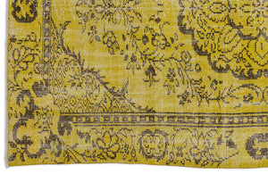 Yellow Over Dyed Vintage Rug 5'5'' x 9'1'' ft 164 x 276 cm