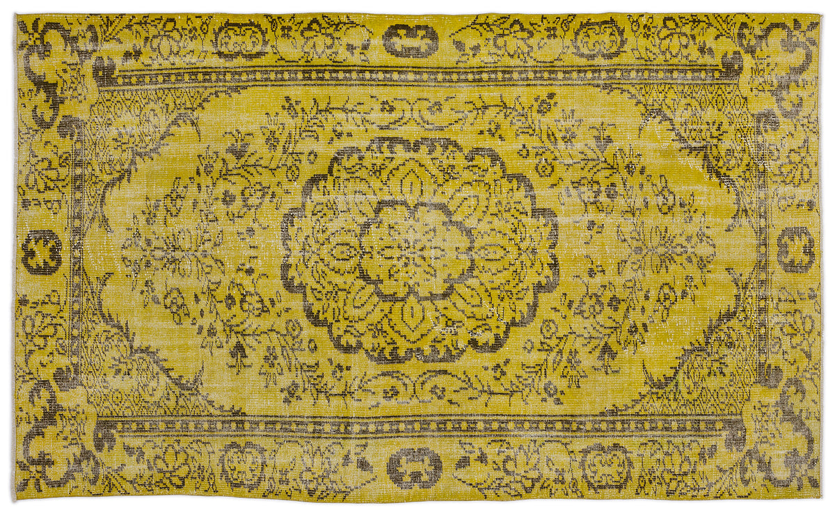 Yellow Over Dyed Vintage Rug 5&#39;5&#39;&#39; x 9&#39;1&#39;&#39; ft 164 x 276 cm