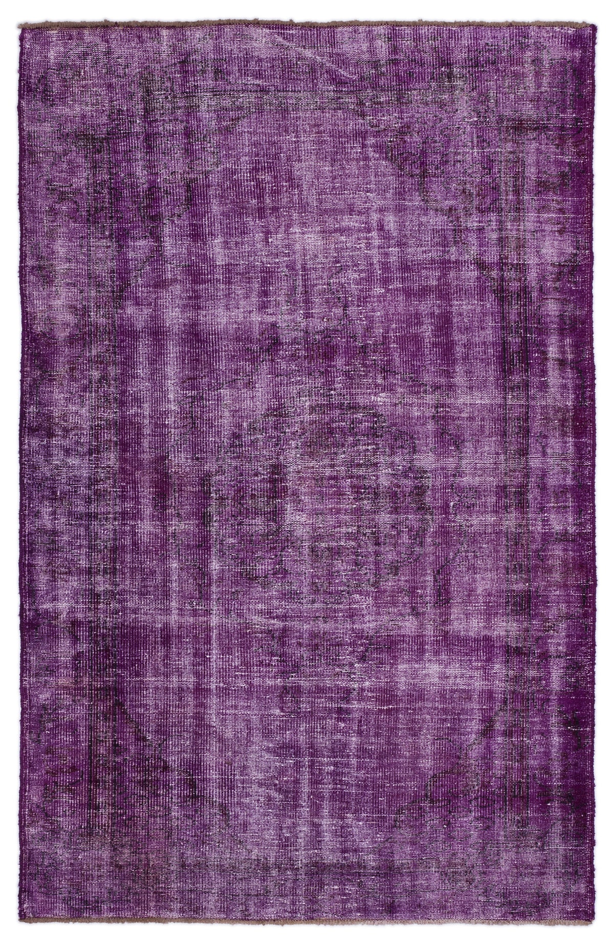 Fuchsia Over Dyed Vintage Rug 5&#39;2&#39;&#39; x 8&#39;2&#39;&#39; ft 157 x 250 cm