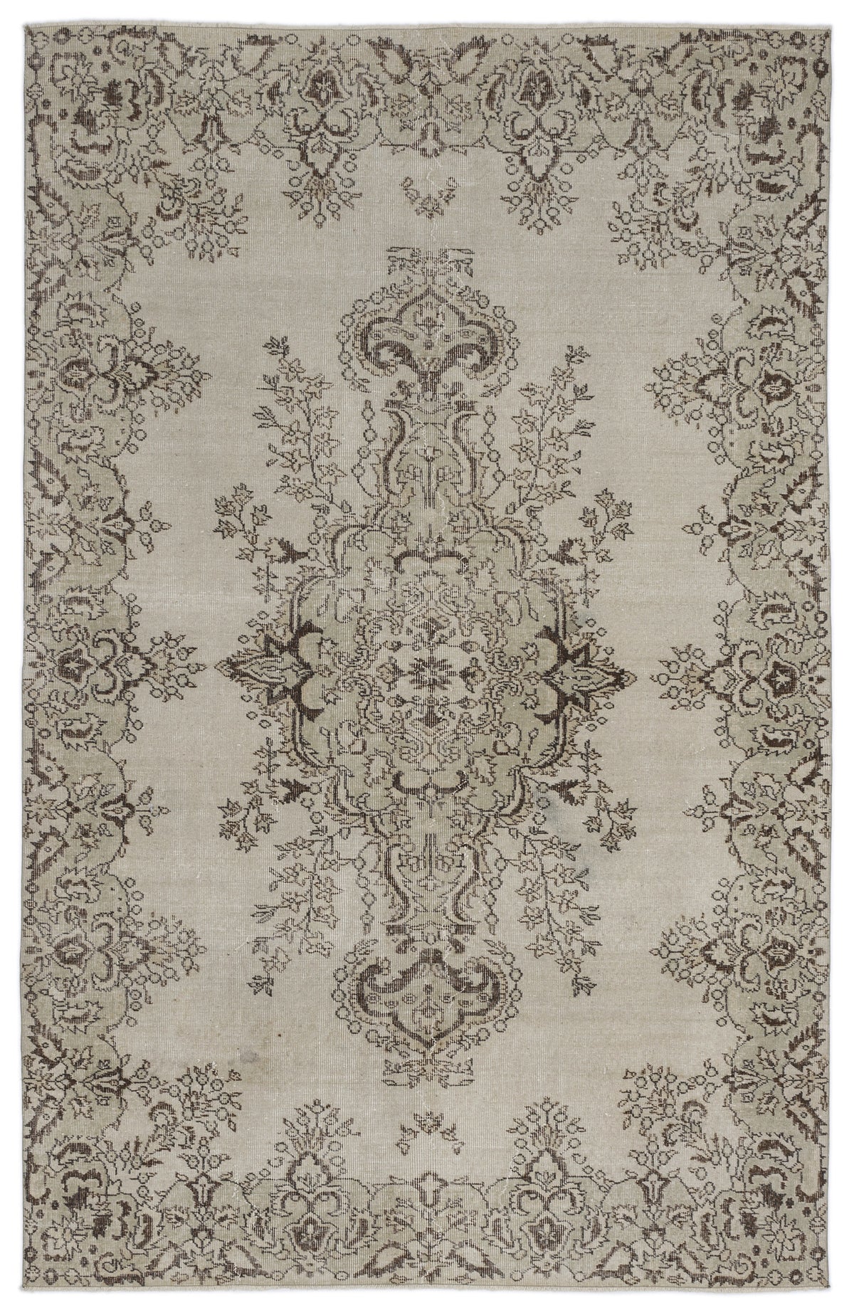 Beige Over Dyed Vintage Rug 6&#39;2&#39;&#39; x 9&#39;9&#39;&#39; ft 189 x 296 cm