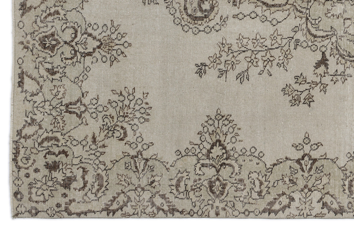 Beige Over Dyed Vintage Rug 6&#39;2&#39;&#39; x 9&#39;9&#39;&#39; ft 189 x 296 cm