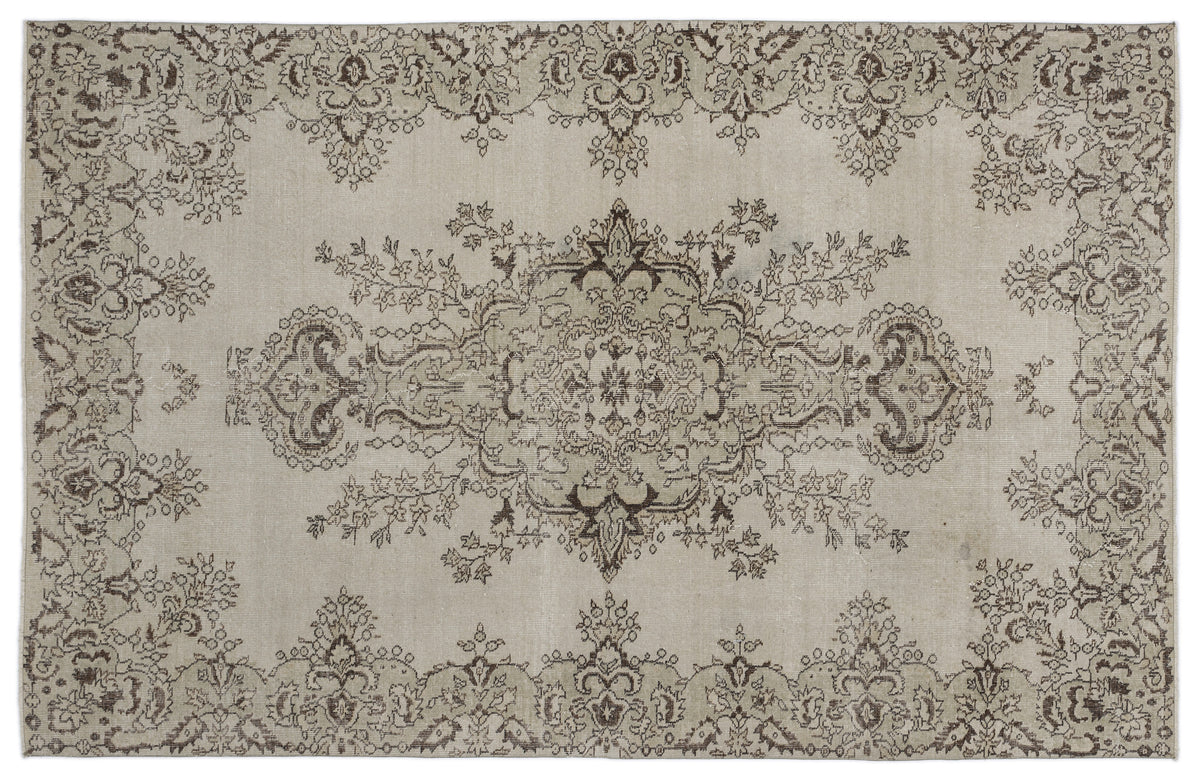 Beige Over Dyed Vintage Rug 6&#39;2&#39;&#39; x 9&#39;9&#39;&#39; ft 189 x 296 cm