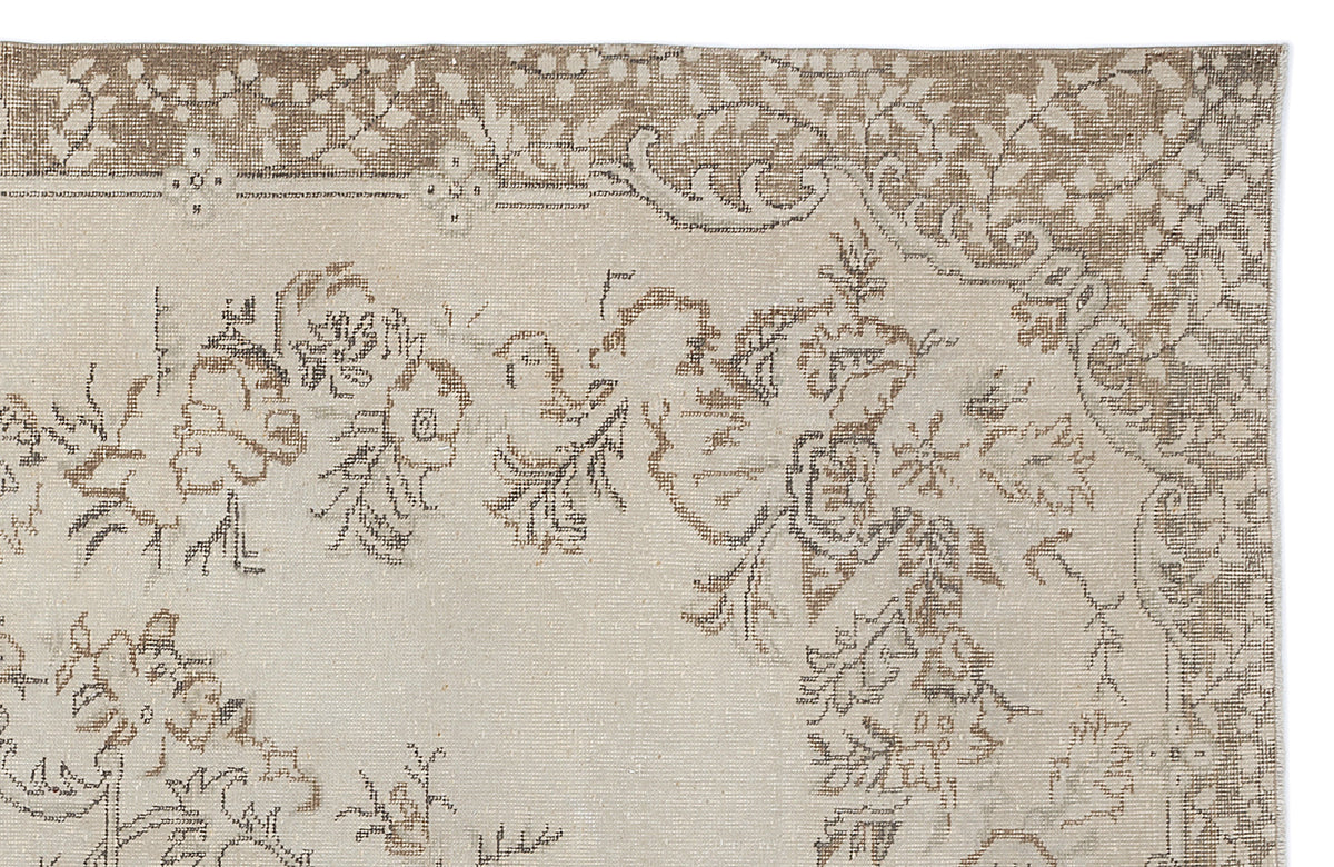 Beige Over Dyed Vintage Rug 6&#39;8&#39;&#39; x 10&#39;5&#39;&#39; ft 202 x 317 cm