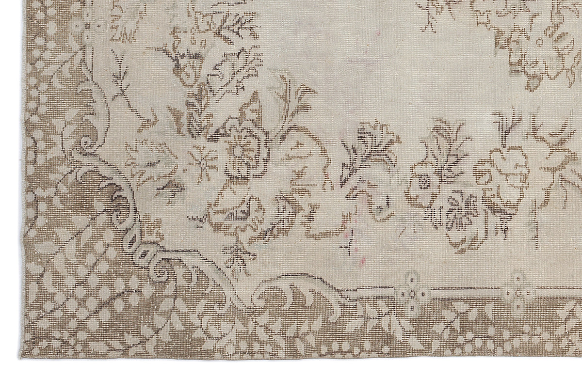 Beige Over Dyed Vintage Rug 6&#39;8&#39;&#39; x 10&#39;5&#39;&#39; ft 202 x 317 cm