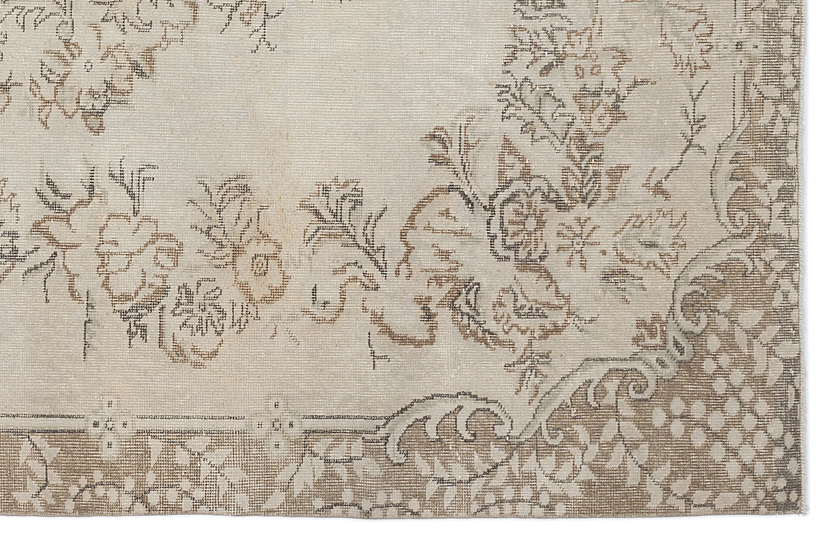 Beige Over Dyed Vintage Rug 6&#39;8&#39;&#39; x 10&#39;5&#39;&#39; ft 202 x 317 cm