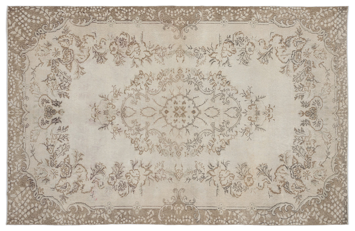 Beige Over Dyed Vintage Rug 6&#39;8&#39;&#39; x 10&#39;5&#39;&#39; ft 202 x 317 cm