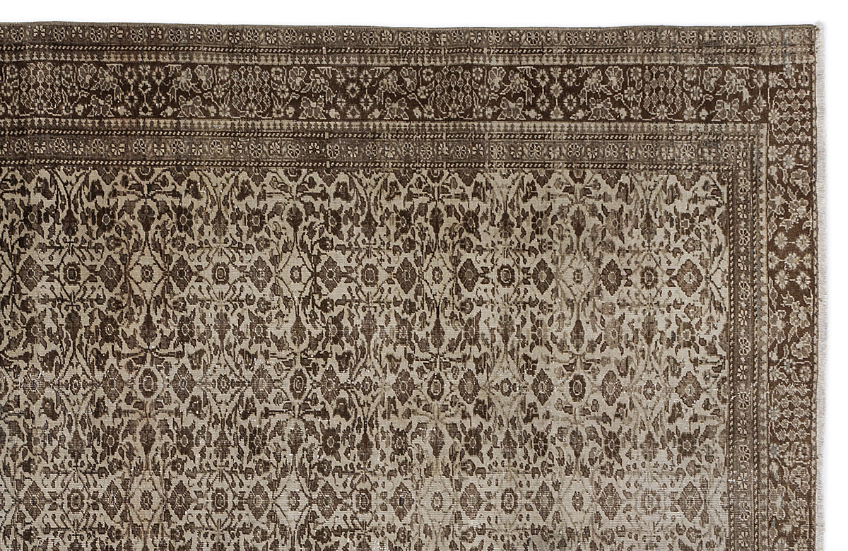 Brown Over Dyed Vintage Rug 6&#39;3&#39;&#39; x 9&#39;2&#39;&#39; ft 190 x 280 cm