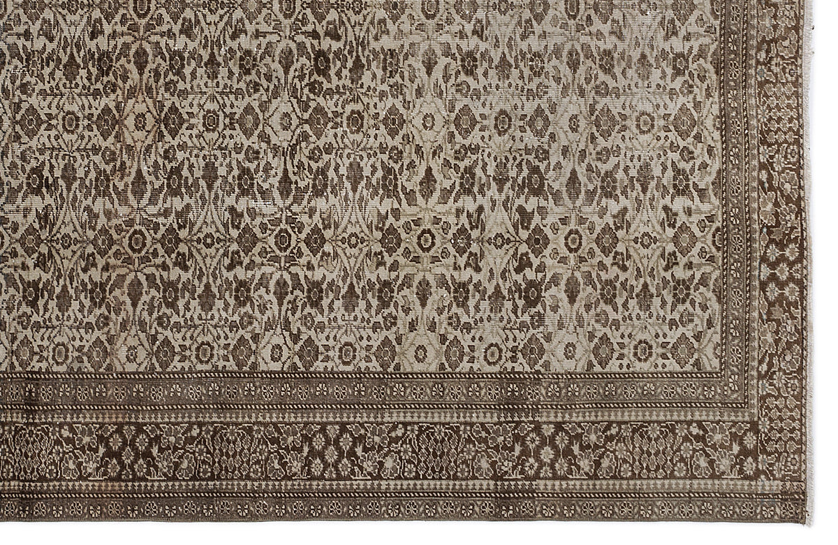 Brown Over Dyed Vintage Rug 6&#39;3&#39;&#39; x 9&#39;2&#39;&#39; ft 190 x 280 cm