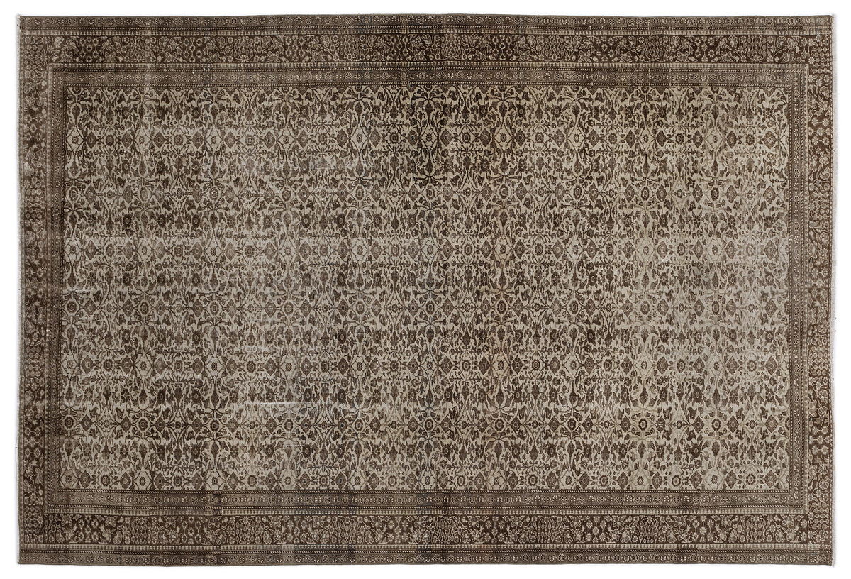 Brown Over Dyed Vintage Rug 6&#39;3&#39;&#39; x 9&#39;2&#39;&#39; ft 190 x 280 cm
