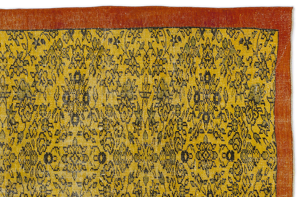 Yellow Over Dyed Vintage Rug 4'8'' x 9'0'' ft 143 x 275 cm