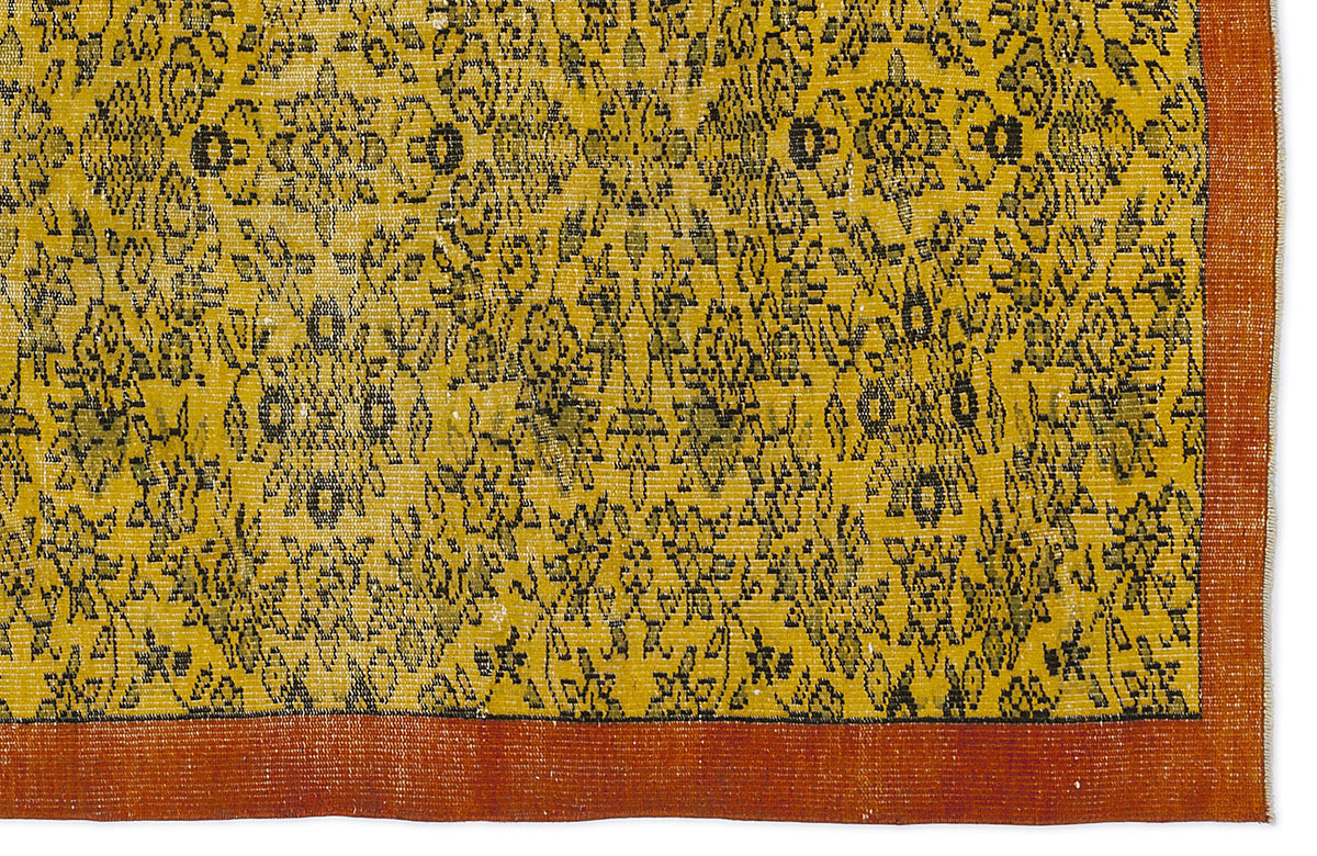 Yellow Over Dyed Vintage Rug 4&#39;8&#39;&#39; x 9&#39;0&#39;&#39; ft 143 x 275 cm