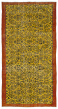 Yellow Over Dyed Vintage Rug 4'8'' x 9'0'' ft 143 x 275 cm