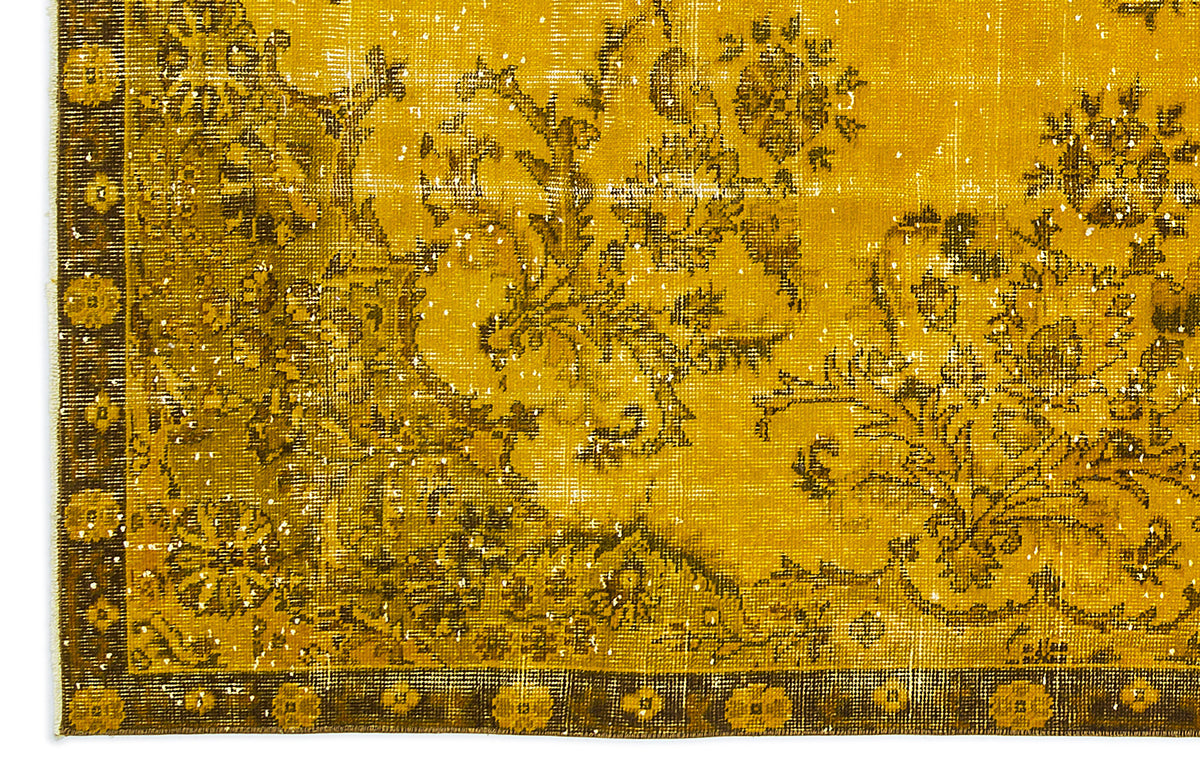 Yellow Over Dyed Vintage Rug 6&#39;10&#39;&#39; x 10&#39;3&#39;&#39; ft 208 x 313 cm