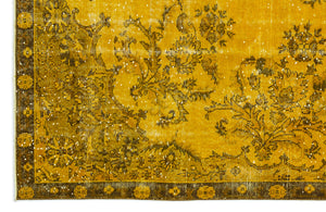Yellow Over Dyed Vintage Rug 6'10'' x 10'3'' ft 208 x 313 cm