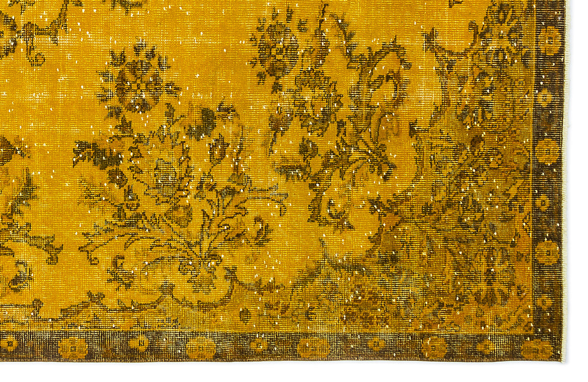 Yellow Over Dyed Vintage Rug 6&#39;10&#39;&#39; x 10&#39;3&#39;&#39; ft 208 x 313 cm