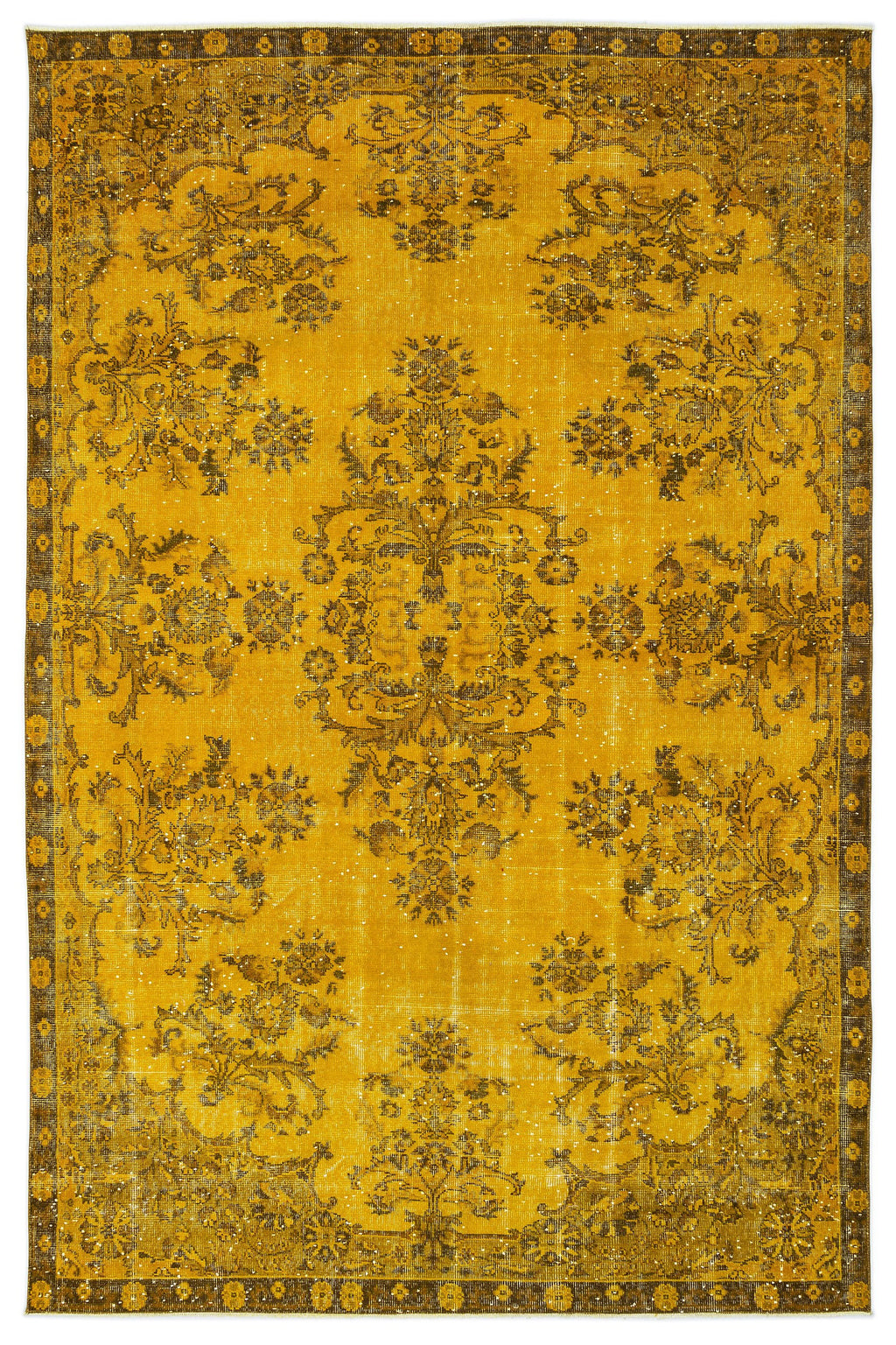 Yellow Over Dyed Vintage Rug 6'10'' x 10'3'' ft 208 x 313 cm
