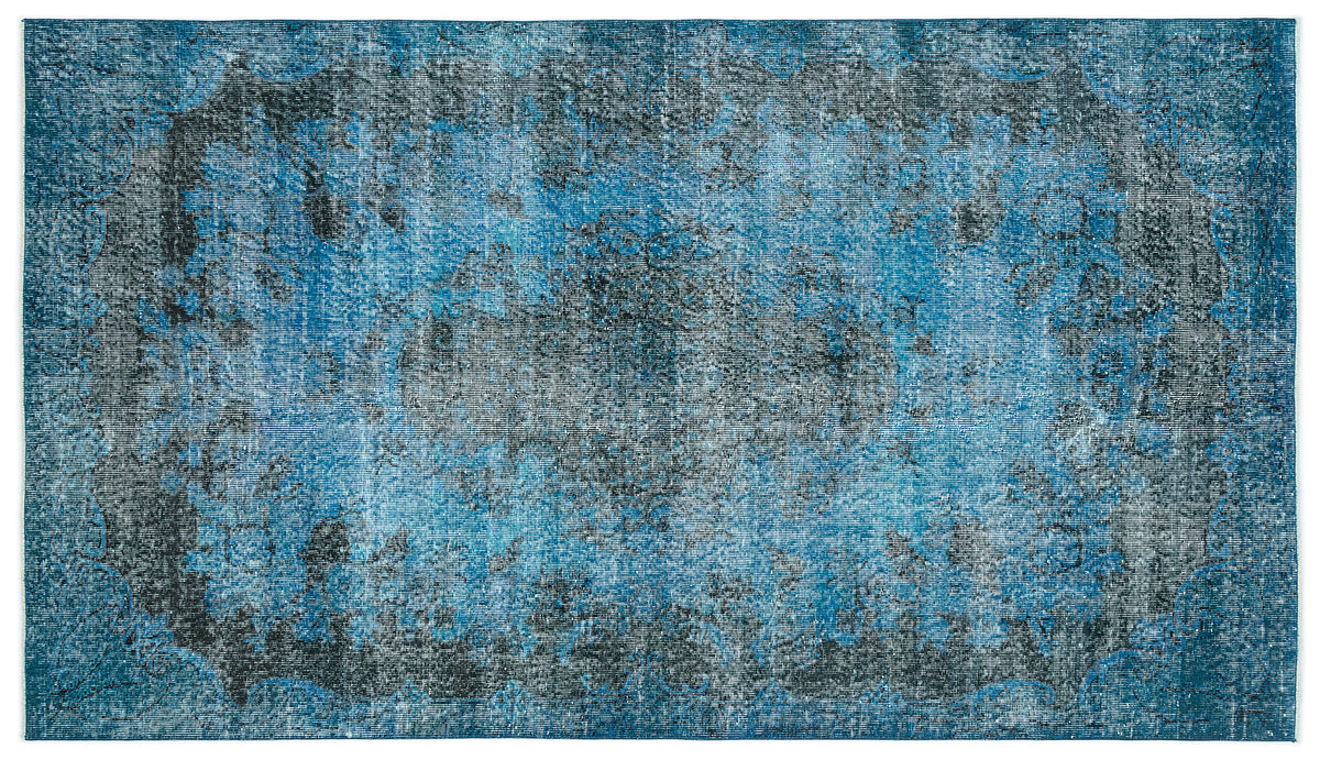 Turquoise  Over Dyed Vintage Rug 5&#39;1&#39;&#39; x 8&#39;11&#39;&#39; ft 156 x 271 cm