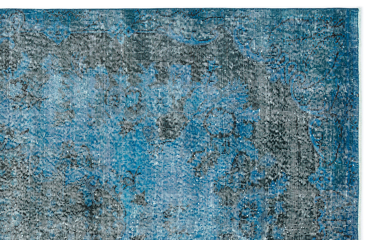 Turquoise  Over Dyed Vintage Rug 5&#39;1&#39;&#39; x 8&#39;11&#39;&#39; ft 156 x 271 cm