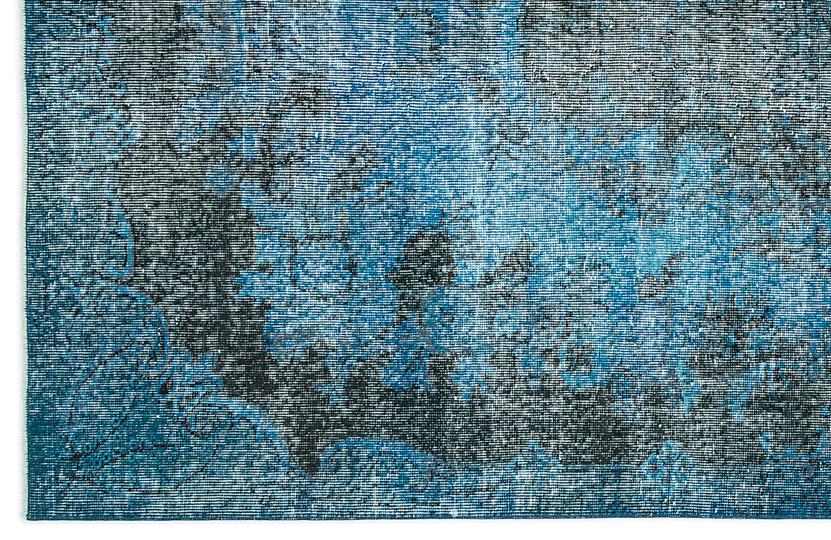 Turquoise  Over Dyed Vintage Rug 5&#39;1&#39;&#39; x 8&#39;11&#39;&#39; ft 156 x 271 cm
