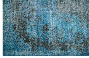 Turquoise  Over Dyed Vintage Rug 5'1'' x 8'11'' ft 156 x 271 cm