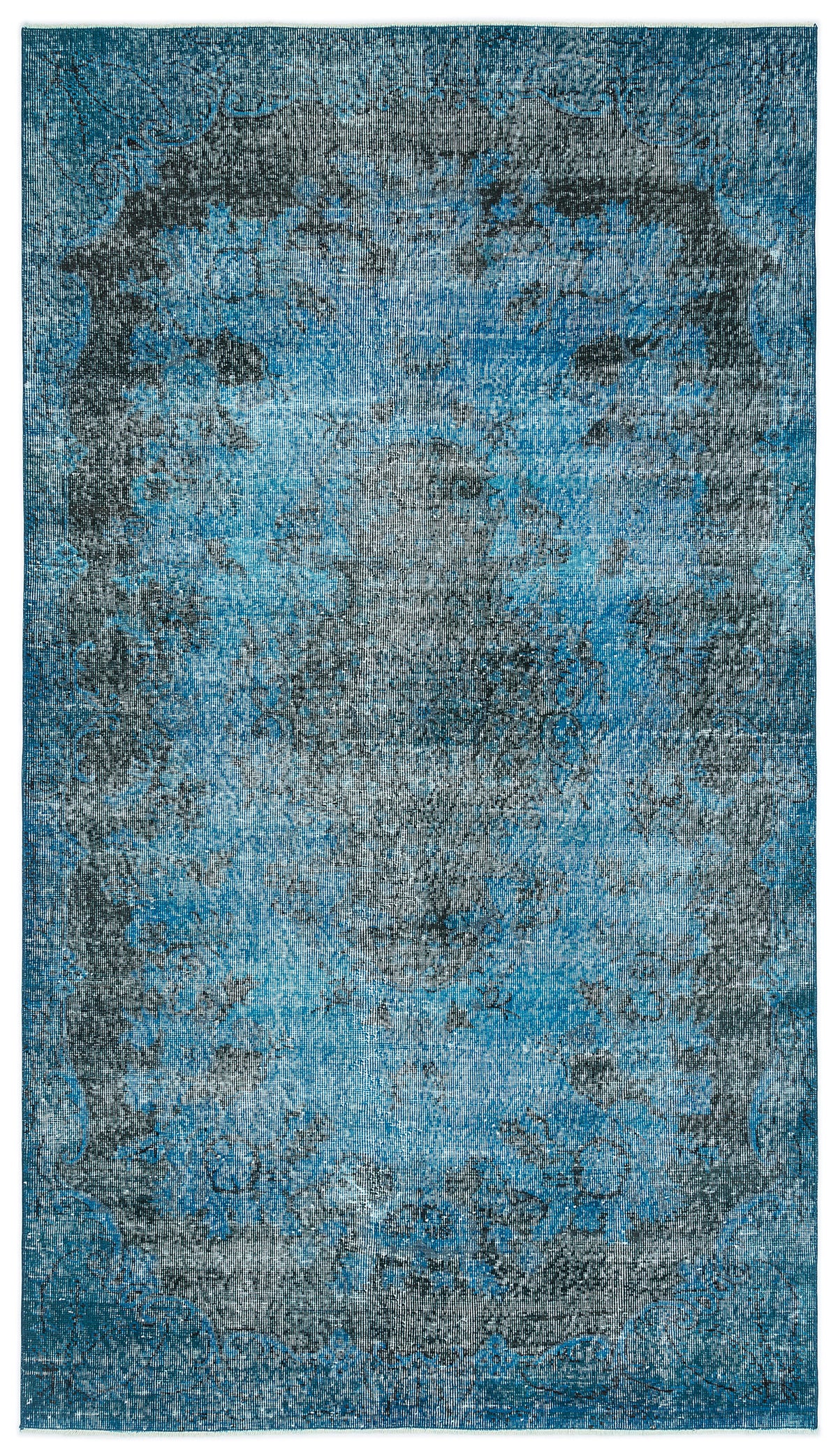 Turquoise  Over Dyed Vintage Rug 5&#39;1&#39;&#39; x 8&#39;11&#39;&#39; ft 156 x 271 cm