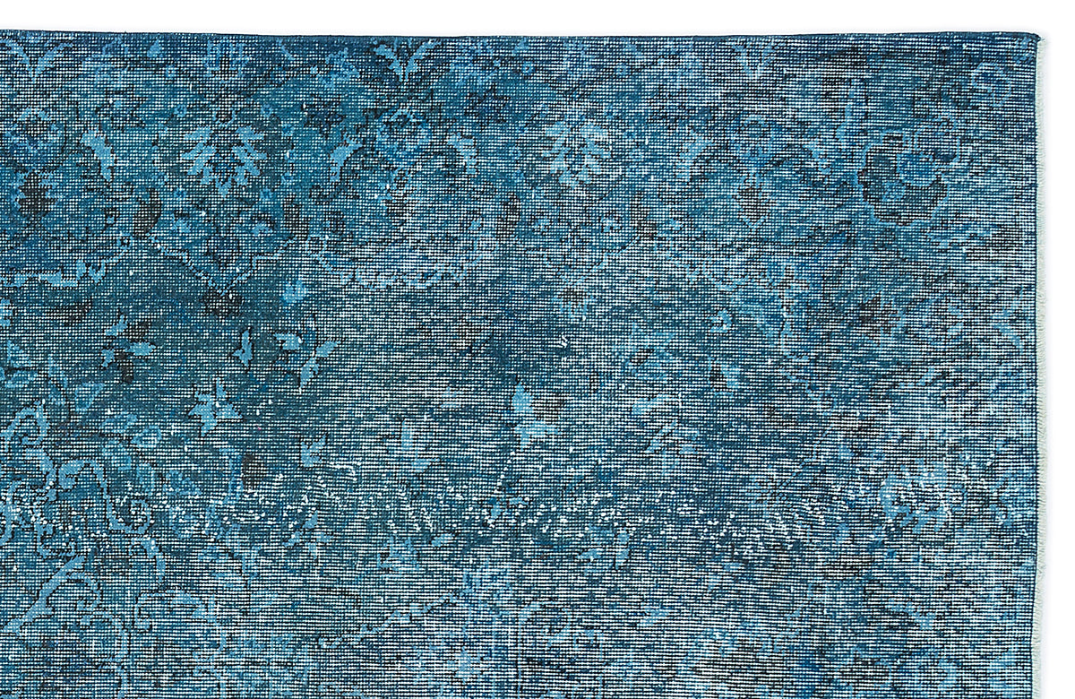 Turquoise  Over Dyed Vintage Rug 5&#39;4&#39;&#39; x 9&#39;6&#39;&#39; ft 163 x 290 cm