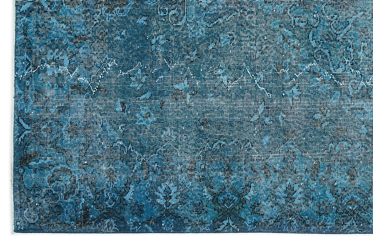 Turquoise  Over Dyed Vintage Rug 5&#39;4&#39;&#39; x 9&#39;6&#39;&#39; ft 163 x 290 cm