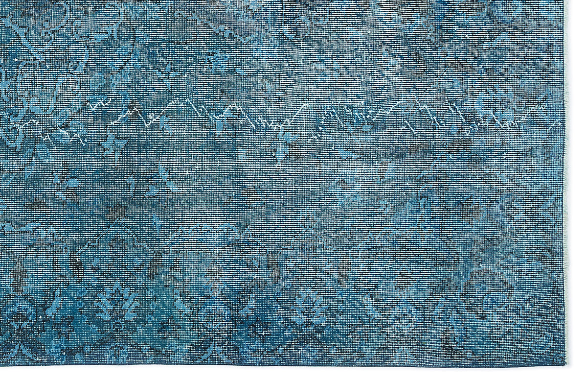 Turquoise  Over Dyed Vintage Rug 5&#39;4&#39;&#39; x 9&#39;6&#39;&#39; ft 163 x 290 cm